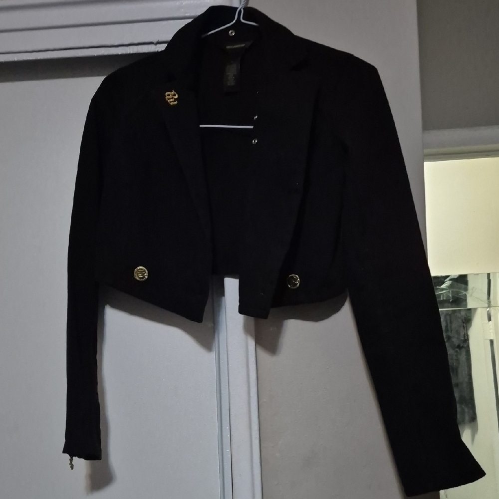 Cropped Denim Black Jacket